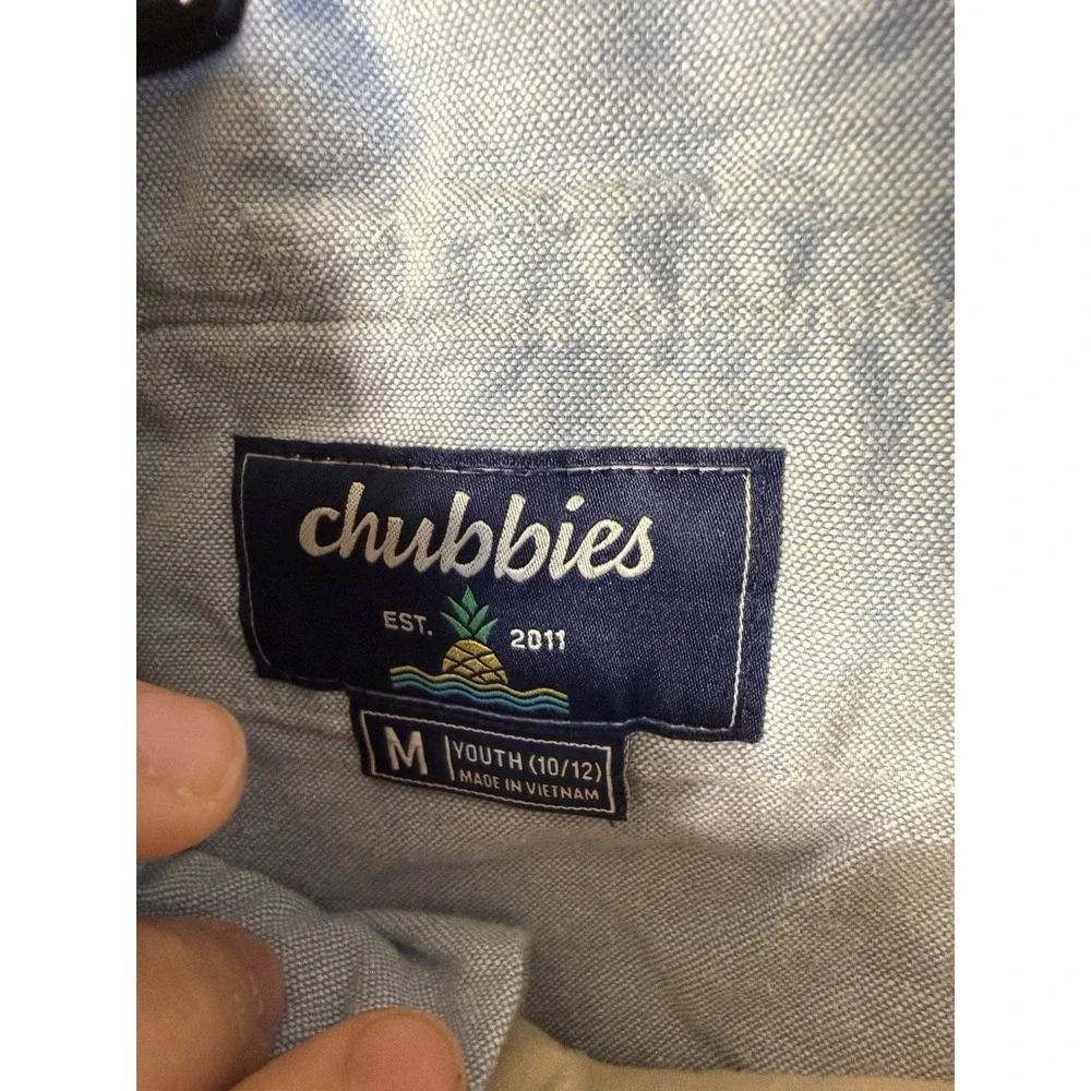 Chubbies Shorts Boys Medium  (10-12) Original Chino Beige Elastic Waist Stretch